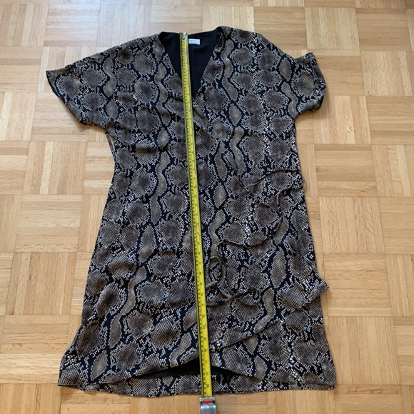 Aritzia Babaton Wrap Dress - snakeskin print with chocolate brown lining - Picture 3 of 7